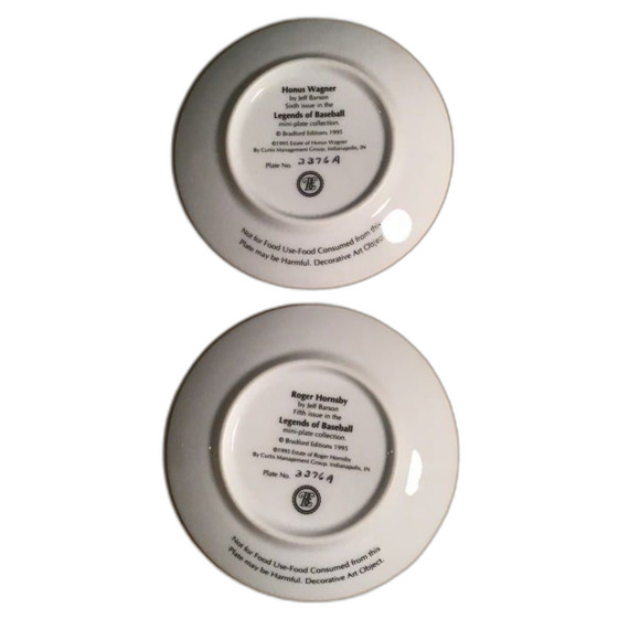 Bradford Exchange Mini Plates 3.5" Roger Hornsby and Honus Wagner - Picture 2 of 3